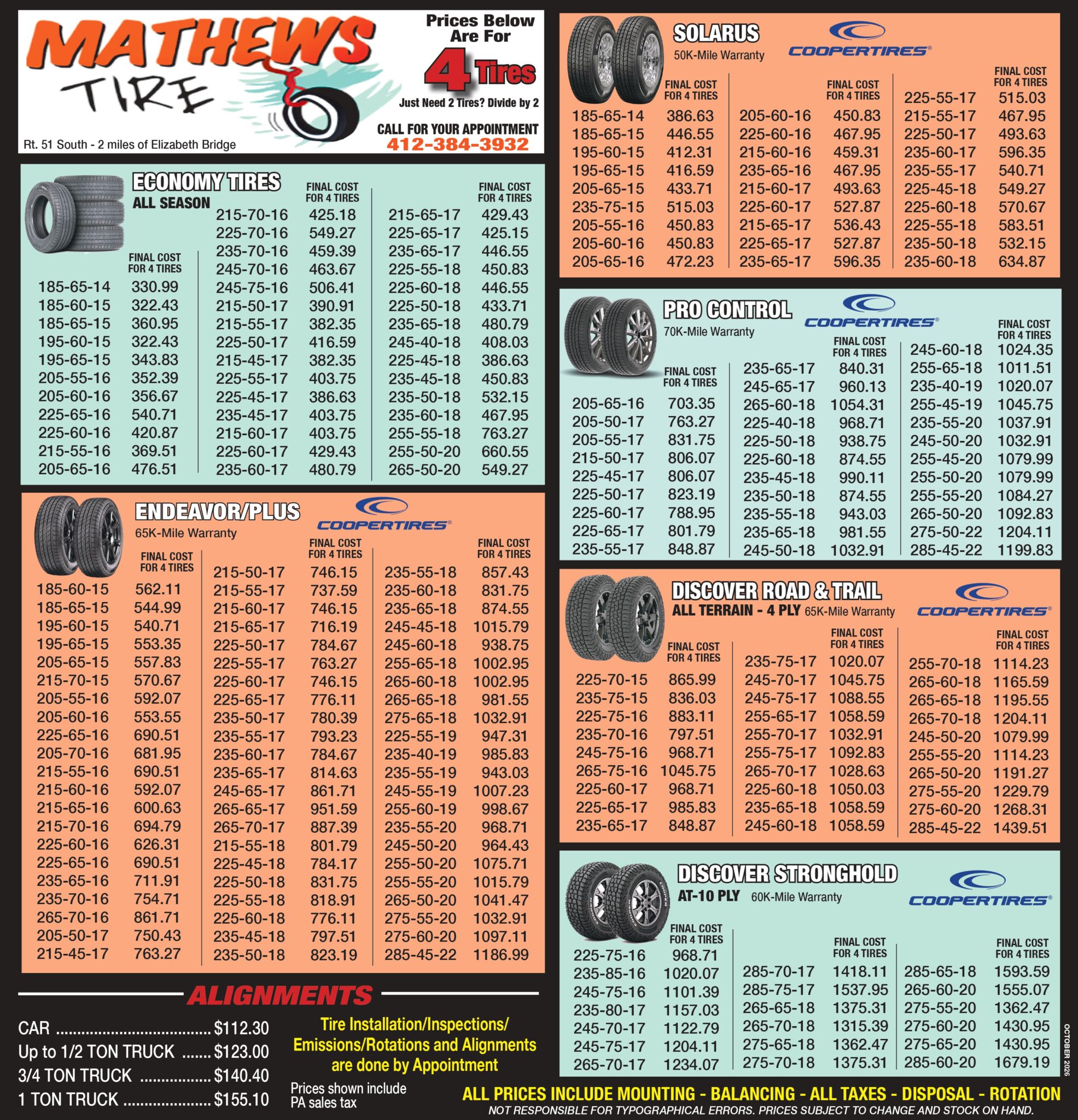 Mathew Tire October Pricing Page 0001